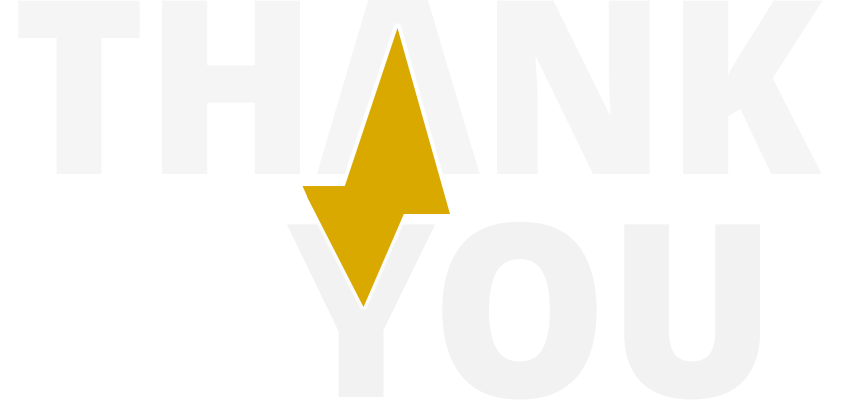 A yellow and white "thank you" logo.